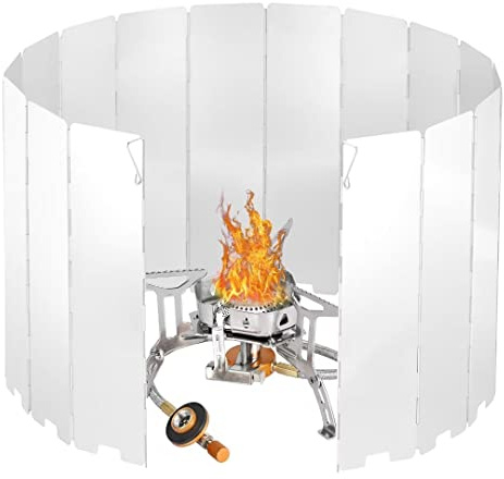 Sagafly 16-Lamellen Aluminium Windschutz für Campingkocher Faltbarer