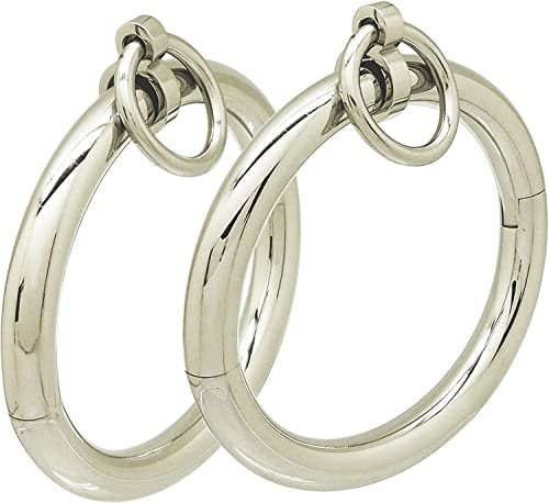 ACECHANNEL Edelstahl Handgelenk Manschetten Armband abschließbarer Armreif mit abnehmbarem O-Ring Restraints Armbänder (65MM X 55MM, Polished Silver)