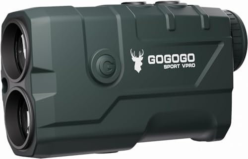 Gogogo Sport Vpro Laser Entfernungsmesser Jagd mit OLED Adaptiver roter Hintergrund, Golf Entfernungsmesser 7X, 1100M, Geschwindigkeit wiederaufladbar mit Stativ Loch