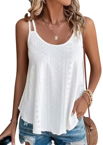 KKJ Womens Cute Tank Tops Spaghetti Strap Sleeveless Summer Flowy Shirts