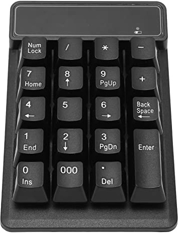 ciciglow Kabellose Numerische Tastatur, 2,4 G USB Nummernblock 19 Tasten Tragbare -Tastatur mit U-förmigen Tasten für Windows 98/95/NT/ME/2000/XP/Vista/7.0/8.0 Laptop PC Desktop