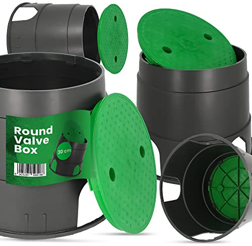 Instalguru Ventilkasten Bewässerung Mit Deckel Ventilbox Garten Runder Schacht 30cm Tropfbewässerung Ventilkammer Beregnungsventilkasten Hydrantenschutzgehäuse Bewässerungsanlage