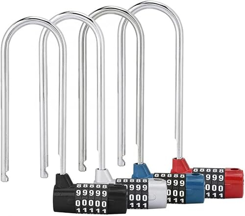 Padlock,Coded Lock,Code Padlock,2PCS 5 Digit Combination Padlock, 7mm Width Flexible Cable Lock, Long Shackle Padlocks, Updated Safety Resettable Lock for Gym Locker, Closet, Outdoor (Red) ( Color : B