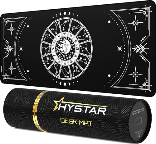 Hystar® Erweitertes Gaming-Mauspad, Größe XXXL, 114,3 x 50,8 cm, 5 mm dick, wasserdichte Oberfläche, glattes Polyestergewebe und Unterseite aus Naturkautschuk, Sternzeichen (dunkel)