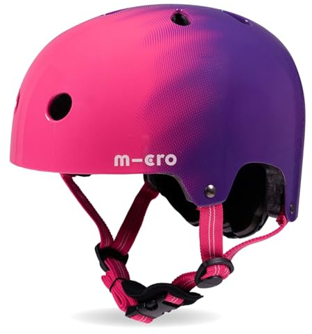 Micro Scooter | Bike/Scooter Printed Kids Helmet | Kids Bike Accessories | LED Rear Light | Protective Chin Strap | Inner Padding | Adjustable Strap & Sizing Wheel