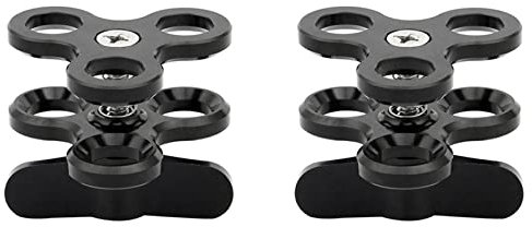 Speesy 2X Kugelklemme 3 Löcher Tauchlampen Arm Ball Butterfly Clip Halterung für Action Kamera Taschenlampenstativ, Schwarz