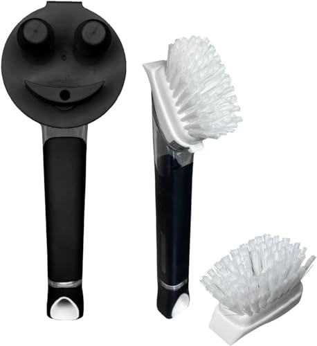 Mango de Esponja Sonriente Original para dispensador de jabón para Esponja Scrub Daddy y Smilyeez Dishwand (Combo Negro y Negro)