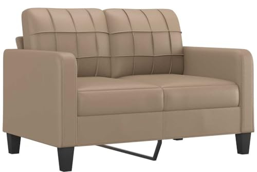 vidaXL Sofa 2 Sitzer, Couch für Wohnzimmer, Polstersofa mit Metallgestell, Loungesofa Zweisitzer Wohnzimmersofa Wohnzimmermöbel, Cappuccino Braun Kunstleder