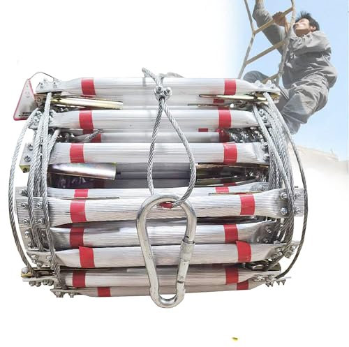 DPLXFPP Tragbare Feuer-Notausstiegsleiter vom Balkon, Feuerausstiegsleiter aus Aluminium-Aluminium-Legierung für Rettung, Sicherheits-Evakuierungsleiter, einfach einzusetzen und zu lagern,10FT/3M