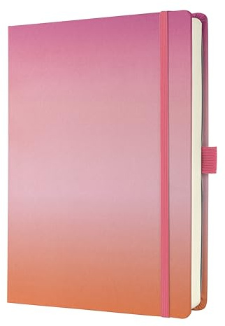 SIGEL JB103 Notizbuch Bullet Journal Jolie, Dot-Lineatur, dickes 120 g Papier, A5+, pink, 200 Seiten, Hardcover mit beschichtetem Stoff, Gradient Sunset, vegan, aus nachhaltigem Papier