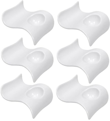 MAGICLULU 6pièces Coquetiers Céramique Blanc Assiettes à Œufs Forme De pour Oeufs Durs Et Apéritifs