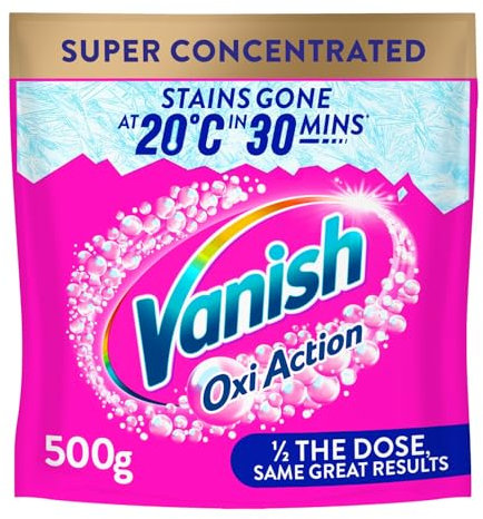 Vanish Oxi Action Plus - Poudre Super Concentrée - Détachant Textile et Anti-Décoloration - 2x plus de lavages - 500gr