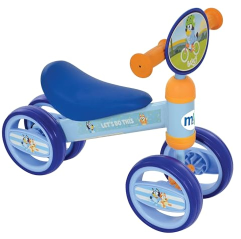Bluey Officially Licenced Ride On Toy for Ages 1+ | Boys or Girls Kids Childrens Deluxe Bobble Toddler Push Scooter | Foot to Floor Baby Bike | Blue