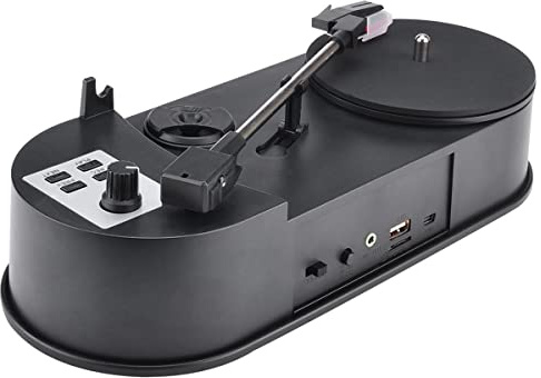 iFutniew 1Set Mini Vinyl Record Player Gramophone Direct Rotation U Disk MP3 Dual Speed 33 Black Mini Phonograph