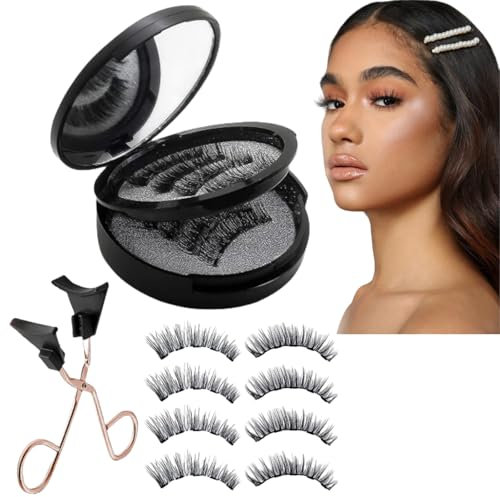 4 Pairs Magnetic Eyelashes,Reusable Magnetic Lashes,Magnetic Eyelashes Natural Look,Magnetic Eyelashes with Applicator,False Lashes Magnetic,3d Magnetic Eyelash Partner Set,No Glue Eyelashes