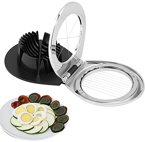 Jenngaoo 2-in-1 Egg Slicer & Wedger with Stainless Steel Wires for Eggs, Fruits, Vegetables - Compact Dishwasher-Safe Kitchen Tool for Salads, Snacks, Meal Prep
