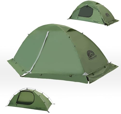 4 Jahreszeiten 1-2 Person Kuppelzelt, Leichtes Wasserdichtes Zelt Camping | Kleines Packmaß, Ultraleicht Zelt, 1 Mann, Wasserdicht, Einfacher Aufbau, für Trekking Outdoor, PU5000,Winterfest, Schneefest
