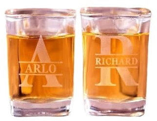 2-Pack Nombre Personalizado Whisky Rocks Glass, Vasos De Whisky Personalizados, Monograma Grabado Cristalería Para Papá, Abuelo Papá, Tío, Marido, Cumpleaños, Navidad