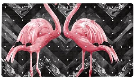 Art Pink Flamingo Paar Premium rutschfeste Badewannenmatte Schnell Trocknend Extra Lang Anti-Rutsch Bodenmatte für Badezimmer PVC Material Wasserabsorbierend
