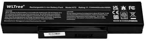 WLTree A32-K72 Batterie pour ASUS A32-N71 A32K72 A32N71 K72 K72F K72J K73S K73SV N71 N71J N73S N73SV X73S K72D K72DR K72DY K72JK K72JR K72JV N71JV N71V N73J X73E X73 X73BY X73SD X73SV X73T Battery