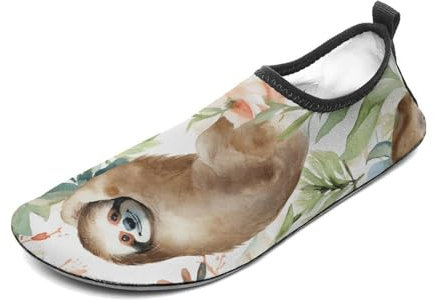Wasserfarben-Faultier-Wasserschuhe für Damen und Herren, Barfuß, schnelltrocknend, Aqua-Socken für Strand, Surfen, Schwimmen, Wassersport, Stil:, 36/37 EU
