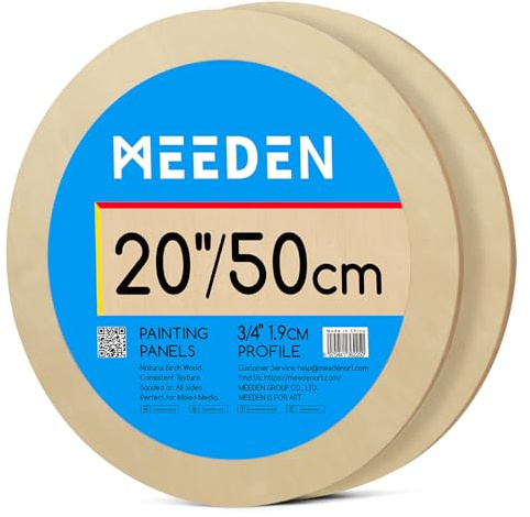MEEDEN Round Wood Canvas Panels: 3/4 Deep 20 Dia Round Wooden Canvas Panel - Pack of 2 Cradled Wood Art Boards for Pouring Art, Crafts, Painting