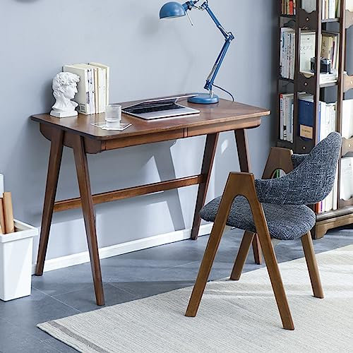 Escritorio de madera maciza con cajones para oficina en casa, muebles modernos, estación de trabajo, escritorio de nogal de 47 pulgadas