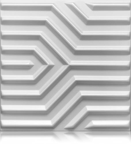 Deccart - Panneaux Muraux 50x50 cm - Panneau mural 3D Décoratif en EPS-Polystyrène - Plaque murale decorative - Décoration murale - Relief texturé - Wall Panel - Deco Mur - Blanc, 2m²