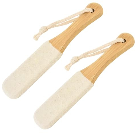 Pietra pomice per la cura dei piedi, 2 lime per calli, con manico in legno, design su entrambi i lati, adatto per pelle ruvida, pedicure, cura dei piedi