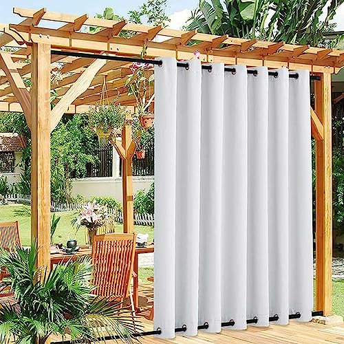 Outdoor Vorhang mit UV Schutz für Pavillon Terrasse Pergola Balkon Weiß 300x270cm Blickdicht Dra Paneele Ösen oben und unten