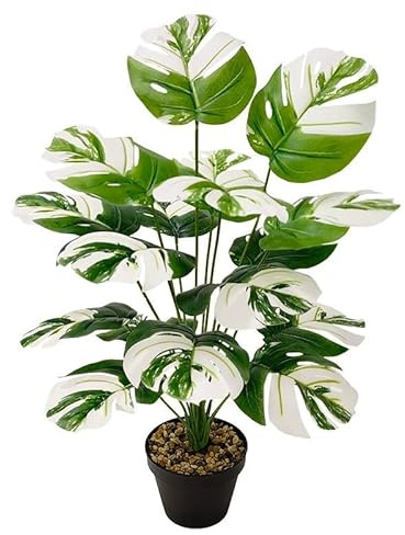Vmhkjo Monstera Kunstpflanze Groß,55cm Hoch 18 Zweige Kunstpflanze Splitphilo im Topf Künstliche Pflanzen Tropical Hawaii Grün Fake Plant für Schlafzimmer Büro Garten Hochzeit Party Deco