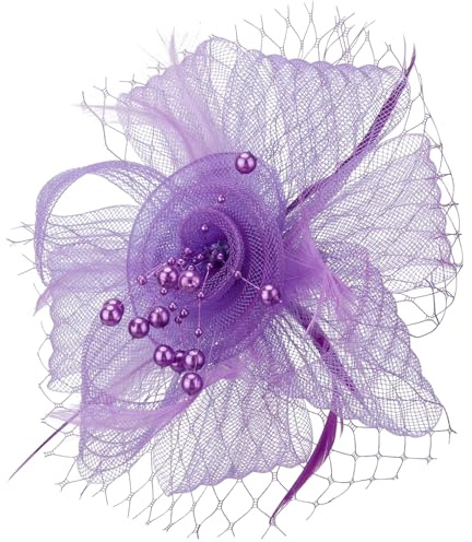 DRESHOW Fascinator Hüte für Damen Pillbox Hut mit Schleier und Gegabelten Clip Cocktail Tea Party Kopfbedeckung
