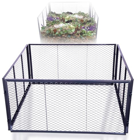 Novatool 2 compostiere da giardino in metallo, 100 x 100 x 100 cm, con spina espandibile, compostiera metallica verniciata a polvere con volume di 1000 litri, griglia per compost compost organico