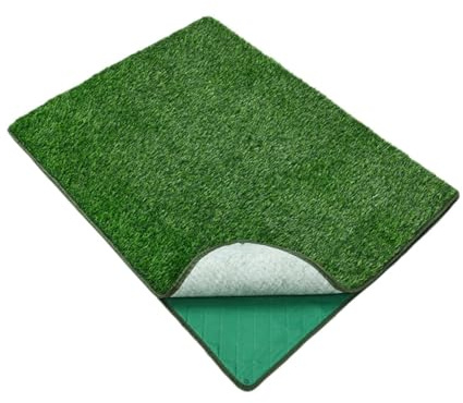 KiBcsLic Tappetino in Erba Sintetica per Animali Domestici, Vassoio Portatile e Riutilizzabile, Ideale per Uso Interno, 93x71cm