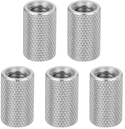 sourcing map 5 Pcs M8 Flat Knurled Thumb Nuts, 304 Stainless Steel Flat Head Diamond Knurled Through Hole Lock Adjusting Nuts Fasteners for Electronic, Machine, D12 x H20mm