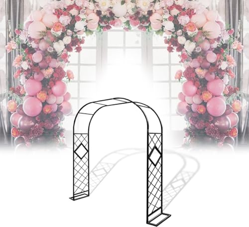 Arche de jardin en métal noir avec bases au sol – Idéal pour les plantes grimpantes, les cérémonies de mariage et la décoration extérieure – Tonnelle pour roses et vignes (l 280 x H 230 cm)