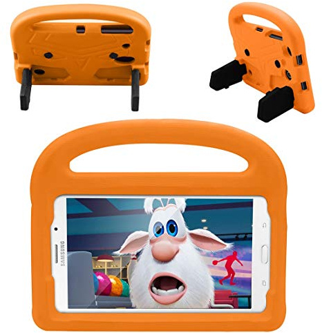Tablettskydd Tablet Väska till Galaxy Tab A T385 / T380 (2017) Silikonväska For barn, For ShocktoP-lätta droppskyddade stativ tablettväska, med handtag och kickstand(Orange)