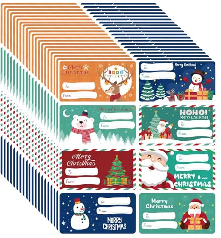 480pcs Aufkleber Frohe Weihnachten, Sticker Weihnachten Selbstklebend Beschreibbar Etiketten, Weihnachtsaufkleber Weihnachtssticker für Geschenkverpackung Briefe Weihnachtsdekoration (2.95 x 1.6 Inch)