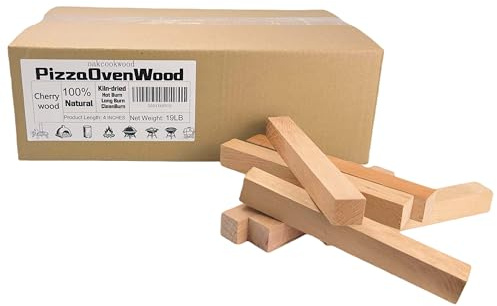 OakCookWood Smoker Box & Tabletop Cooking & Smoking Mini Firewood, Kiln-Dried 4-Inch Cherry Wood for Gas Grills, Solo Stove Mesa & Mesa XL, Bark-Free Wood Chunks, Outdoor Wood Logs for Fuel 19-lb Box