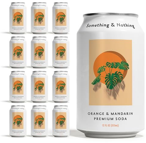 Something & Nothing Orange & Mandarin Flavoured Sparkling Water | 12 x 330ml Cans, Lightly Carbonated Fizzy Soda Waters with Added Grape & Lemon Juice, Vegan & Low Calorie Healthy Soft Drinks