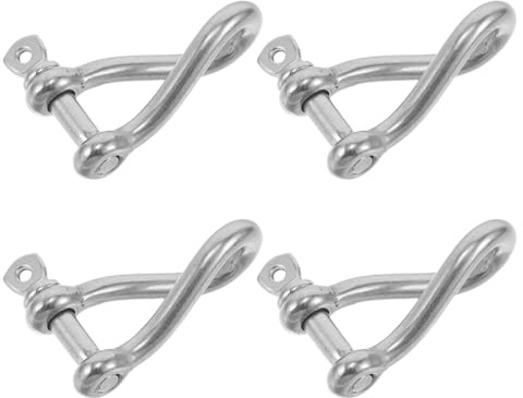 Luxshiny 4pcs 4mm Stainless Steel Twisted Bow Shackle Screw Pin Anchor Clevis for Marine Mooring Sailing and Lifting Deck Hardware