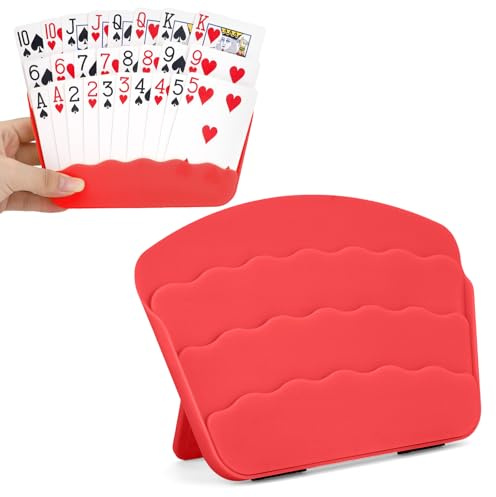 Celehappy 2 st spelkortshållare för kortspel, poker, UNO, Canasta, familjeresor och spelfest, för seniorer, liten hand eller artrithand