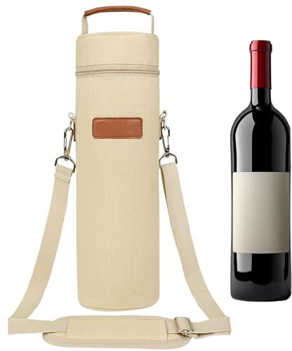 Businey Wine Cooler Bag 750ml, Single Wine Cooler Sleeve Carrier | Water Bottle, Adjustable Shoulder Strap, Insulated Bottle Bags Padded for Travel, Picnic, Camping, Hiking, Wine Lover