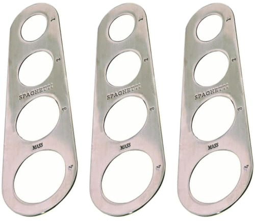 MUSISALY Misuratore per Spaghetti in Acciaio Inox 4 Fori per Porzionare Pasta, Resistente alla Ruggine, Confezione da 3 Pezzi per Utensili da Cucina in Argento