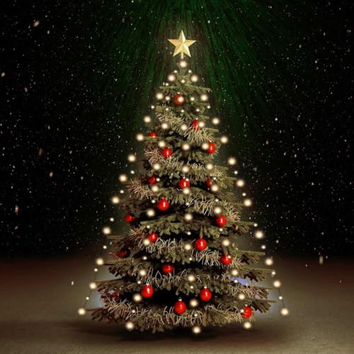 Xolmizyn Weihnachtsbaum-Lichternetz für 210 cm Baum, 210 LEDs, warmweißes LED-Netz für Innen- und Außenbereich, wasserfeste Weihnachtsbaumbeleuchtung