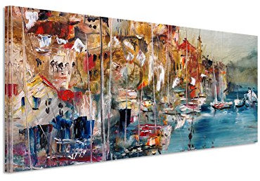 Panorama Fotoleinwand 120x40cm Ölgemälde – Küste der Insel Lesbos, Griechenland auf Leinwand exklusives Wandbild moderne Fotografie für ihre Wand in vielen Größen