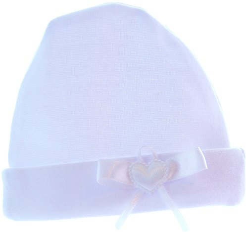 La Bortini Baby Mütze Mützchen Cap Mit Schleife Weiß Baumwolle (KU 36-38cm.)