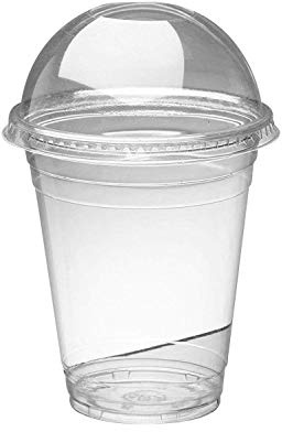 We Can Source It Ltd – 8oz / 250ml Clear Plastic Smoothie Cups with Dome Lids – Cold Drink Cups for Smoothies, Juices, Milkshakes, Iced Coffee, Bubble Tea – Pack of 50