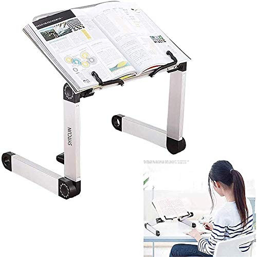 Adjustable Book Stand Height and Angle Adjust Ergonomic Book Holder with Page Clips for Big Heavy Textbooks Music Book Tablet Cook Recipe Lightweight Holder Collapsible