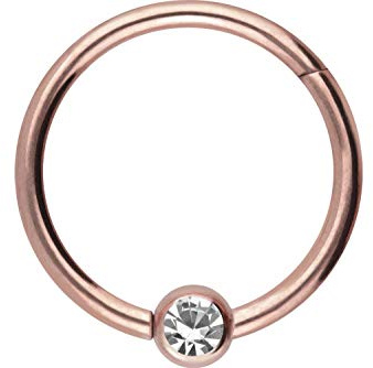 PIERCINGLINE Titan Clicker Ring | Kugel mit KRISTALL | Piercing Nase Septum Ohr Helix Tragus | Farb & Größenauswahl